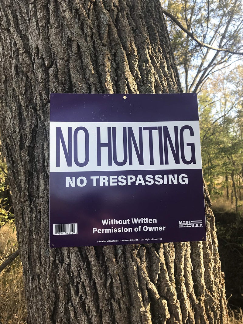 Sunburst Systems 8616 No Hunting/Trespassing Property Marking Sign, 12" x 12", 10 Pack, Purple - Image 3